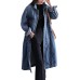 Jofemuho Womens Classic Long Jean Jacket Plus Size Loose Long Sleeve Button Down Denim Jacket Trench Coat