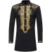 HEFASDM Men's Long Sleeve African Dashiki Traditional Gold Print Button Down Shirts