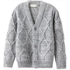 Boys' Solid V-Neck Long Sleeve Diamond Knit Cardigan Sweaters, 2-10 Years