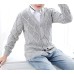 Boys' Solid V-Neck Long Sleeve Diamond Knit Cardigan Sweaters, 2-10 Years