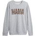 Fensajomon Mama Sweatshirts for Women Mama Shirt Long Sleeve Mom Crewneck Letter Printed Loose Pullover Tops