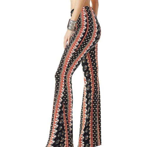 WSPLYSPJY Women's Print Stretch Bell Bottom Flare Palazzo Pants Trousers