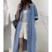  Jofemuho Women Denim Shirt Dresses Short Sleeve Long Button Down Shirt Dress