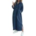  Jofemuho Womens Spring Fall Long Sleeve Denim Dress Maxi Shirt Dress with Split 